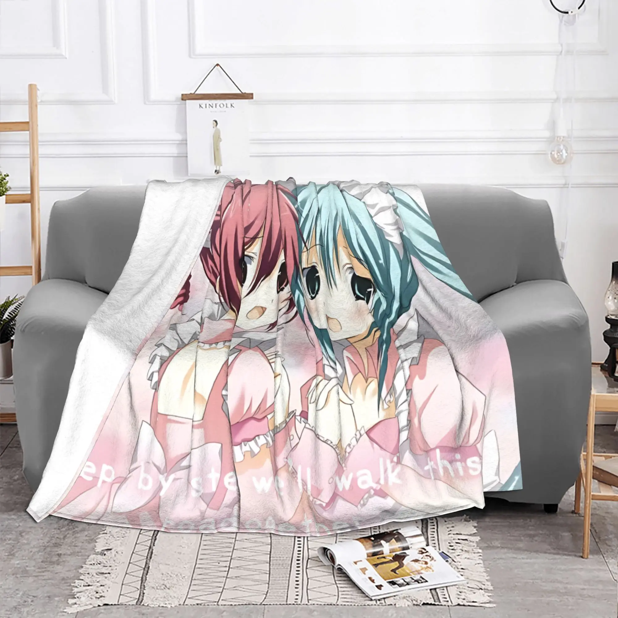 1PC Hatsune Miku  home room decorations Winter Blankets for Adults Bedding Home Interior Sofa Knee