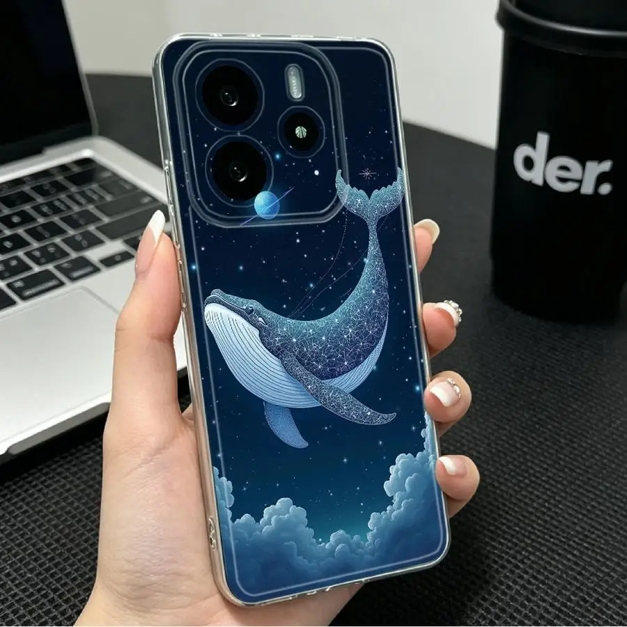 Glowing Whale Tail Print Soft Phone Cover Case for Xiaomi Redmi Note 15 11S 9 10 13C 10S 11 14C Note 13 14 Pro Plus 12S 12 A4 view 3