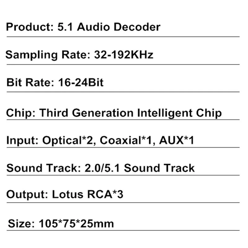 Módulo dac 5.1 canais AC-3 pcm digital óptico dts rca alta fidelidade áudio estéreo home theater decodificador amplificador placa decodificação