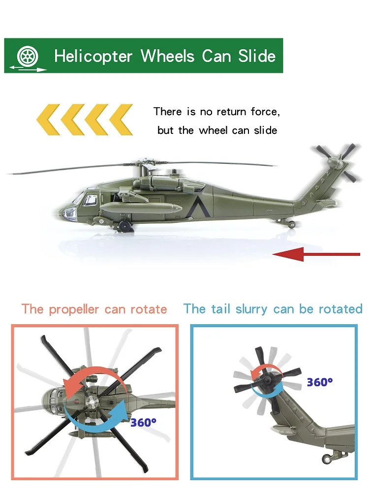 UH-60 Utility Helicopter Simulation Exquisite Diecasts & Toy Vehicles HuaYi 1:64 Alloy Military Model Metal Airplane Kids\' Gifts