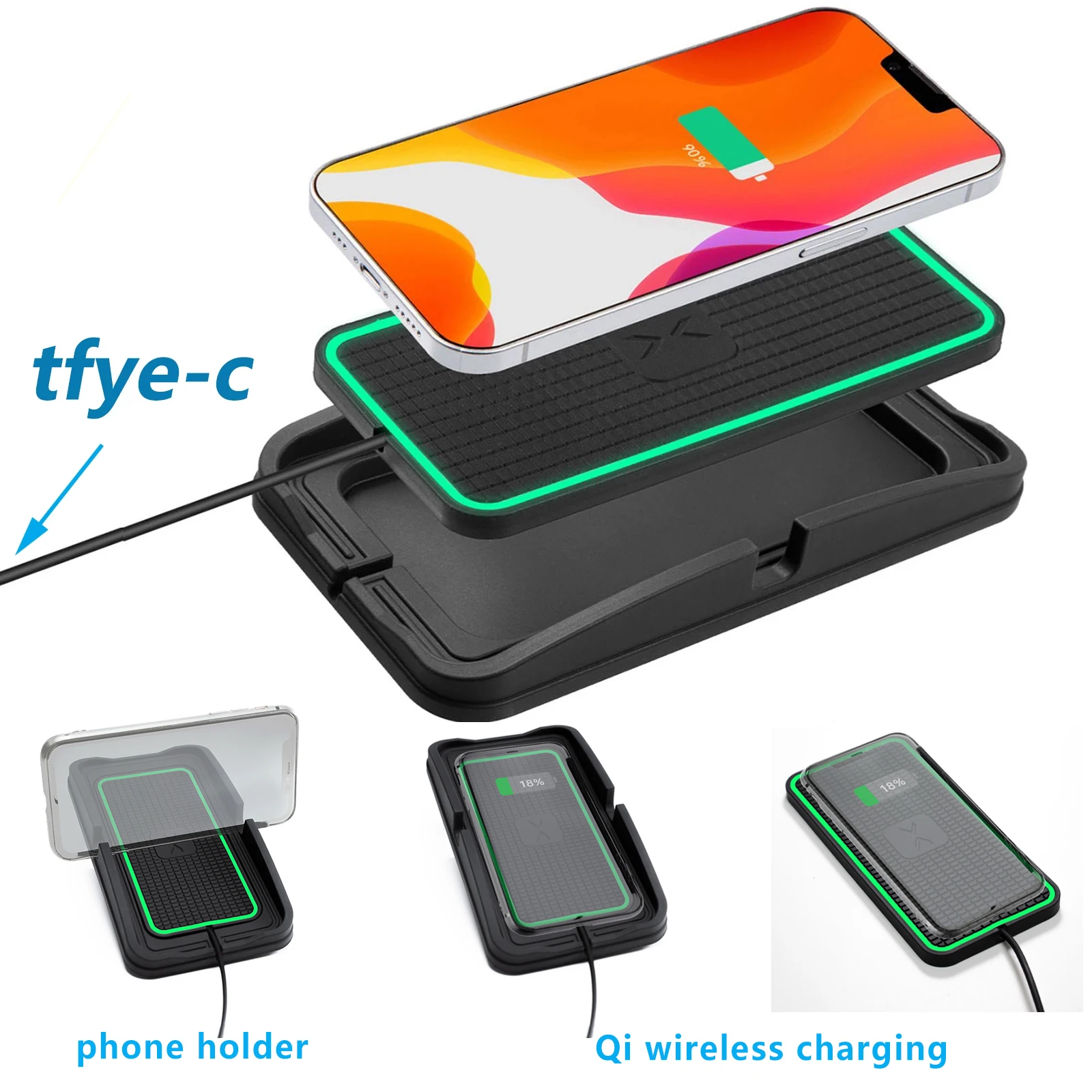 

New Car Wireless Charger Pad Dock for iPhone 14 13 12 Pro Max / Samsung S21 S22 S23 QI Fast Charging Station ,Phone Holder