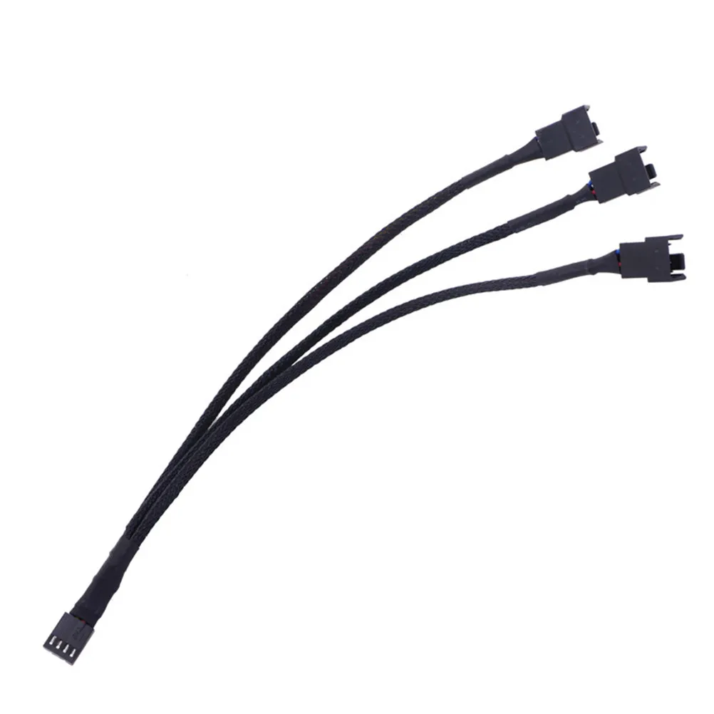 Pwm Fan Splitter Cable Black Braided for Pc Mainboard CPU Cooler Fans Parallel Connection Extention Adapter