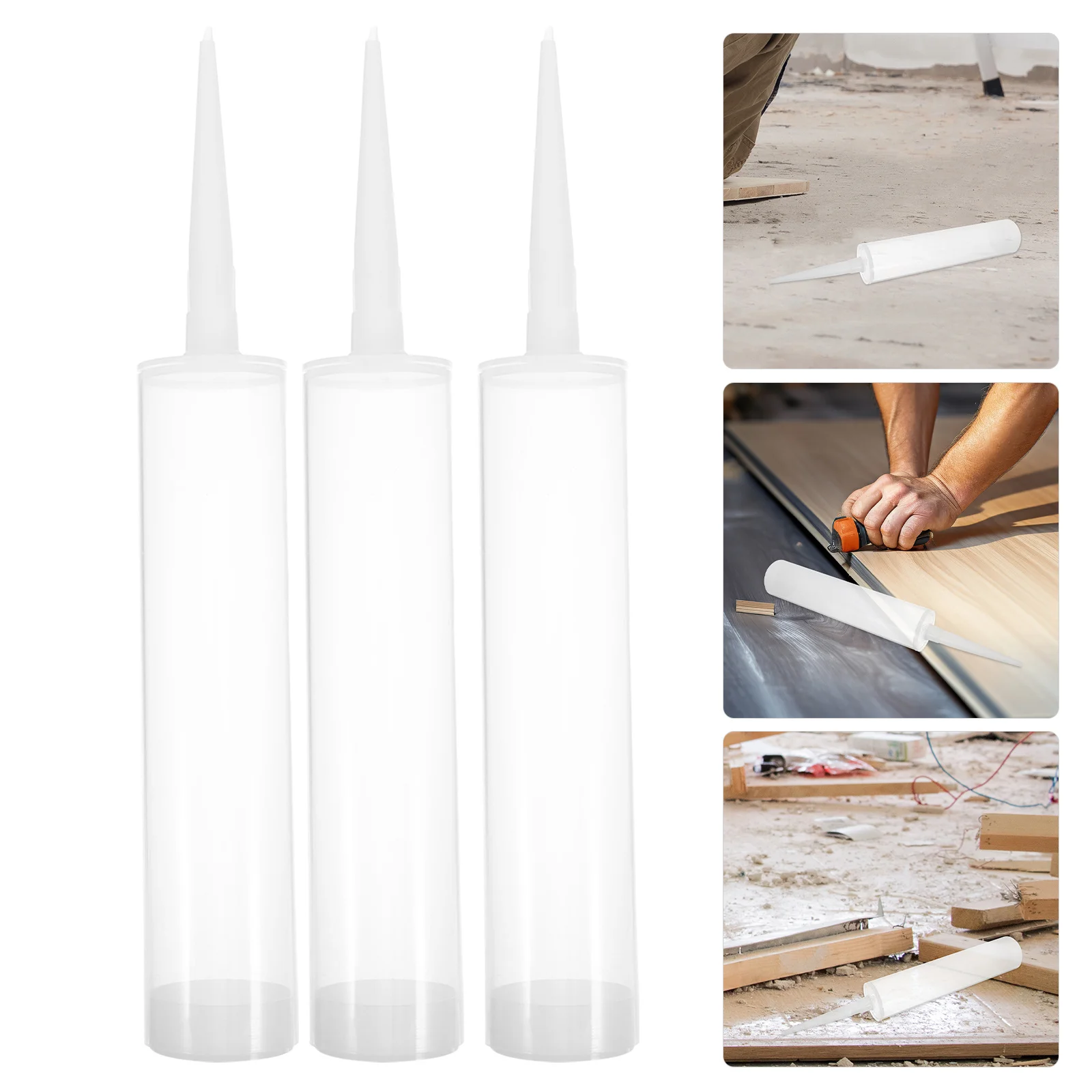 

3Sets Transparent Caulk Tubes Plastic Reusable Empty Sealant Tubes for Home Repairs Cracks Tiles Filling Empty Caulking Tube