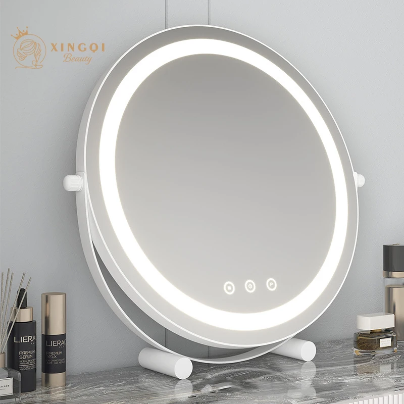 30cm medium size makeup vanity mirror portable led mirror desk round mirrors for living room dressing rechargeable/plug-in