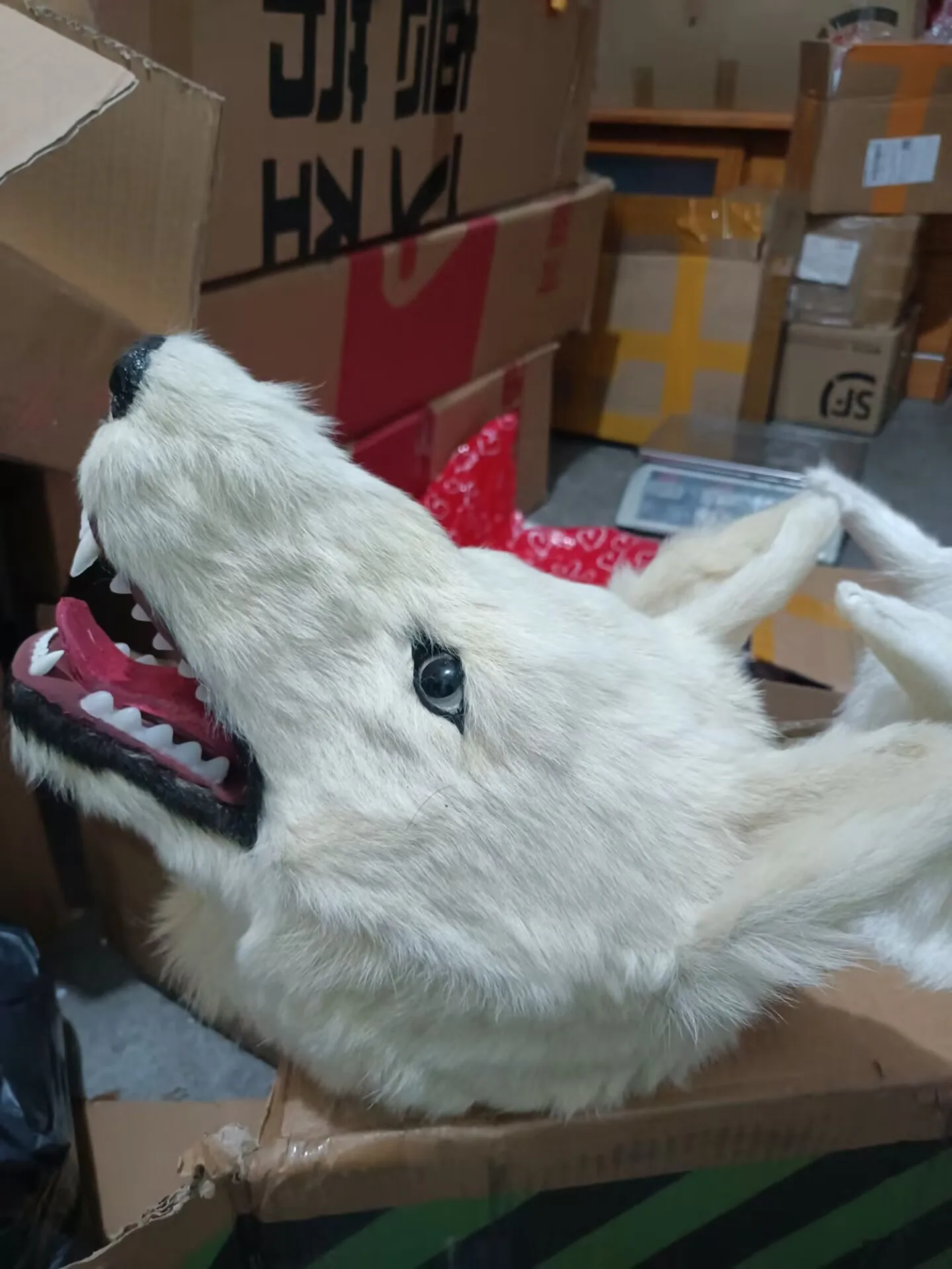 white simulation plastic&fur wolf head model home decoration gift about 30cm T0199