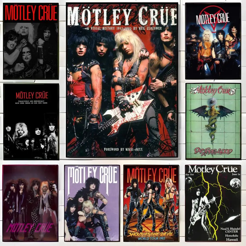 Póster de metal glamuroso de la banda Hard Rock Motley Crues, póster impreso para pared, mural decorativo, decoración del hogar, regalo sin marco