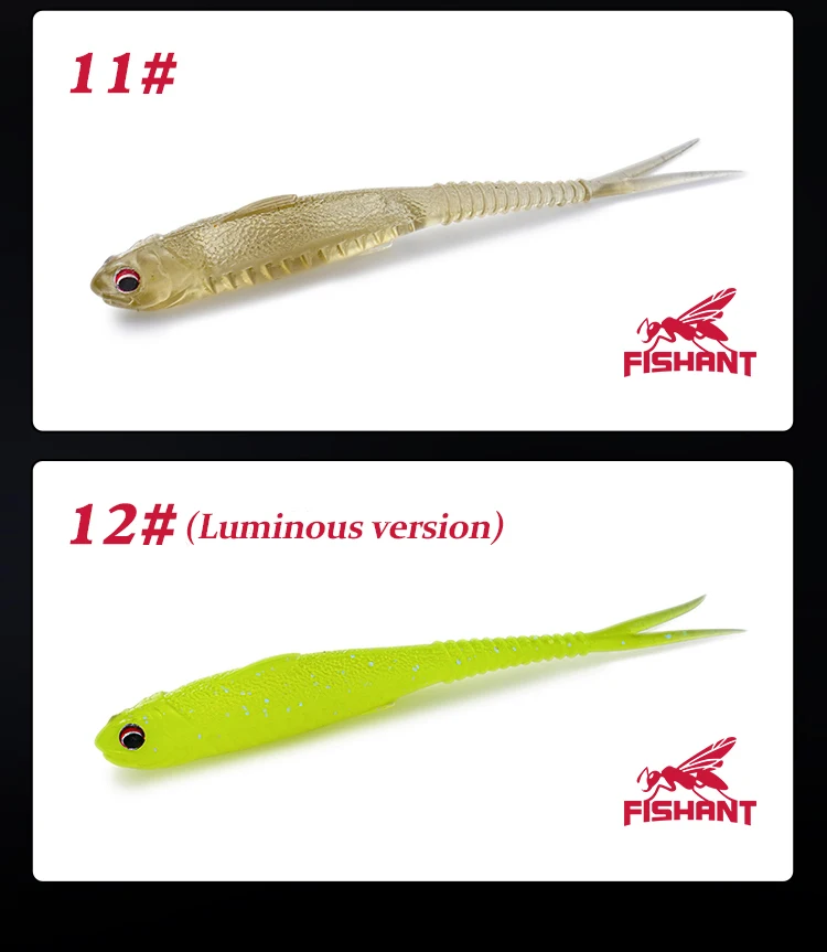 FISHANT Fork Tail Hollow Floating Soft Bait 2,5" 3,1" Realistischer Silikon-Köder mit Nachtleuchtfunktion zum Angeln von Barschen und Hechten mit Jigging-Ködern. – Detail 17