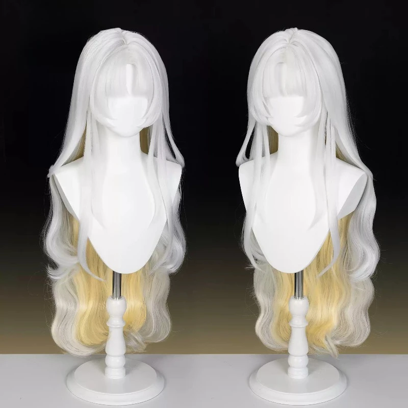 Game Wuthering Waves Hsin Second Form Cosplay Wig White to Light Gold Gradient Wigs Halloween Comicon Party Adult Women Men Hair