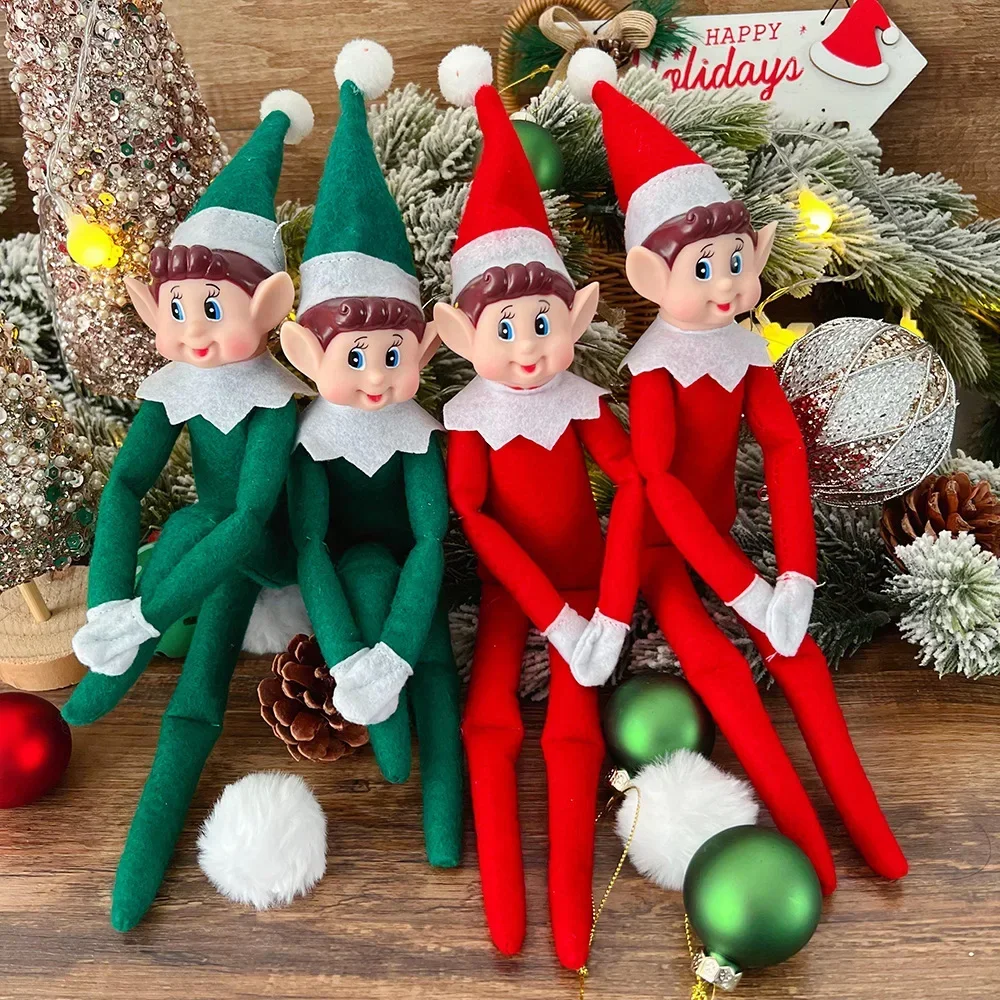 Shelf Elf Holiday Elf Guardian Christmas Home Decoration Gift for Kids，artificial Doll,Red,Green