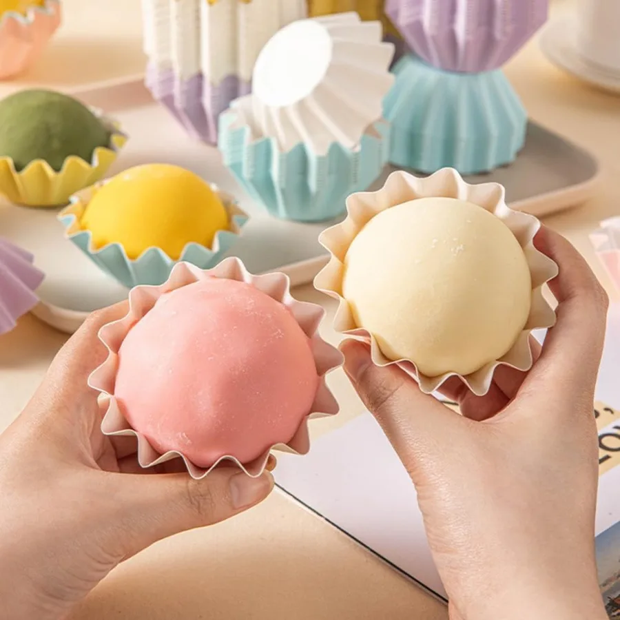 100 Uds tazas para hornear forro para magdalenas Brioche acampanado envoltorios para muffins estándar vaso de papel recubierto a prueba de grasa para boda cumpleaños Hol