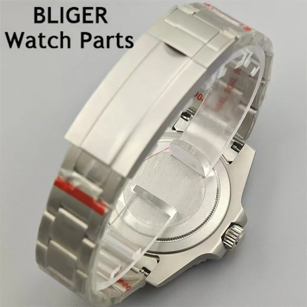 BLIGER 40mm Titanium Coated NH35 Automatic Watch White Black Blue Green Dial Sapphire Glass Green Luminous Steel Case Bracelet