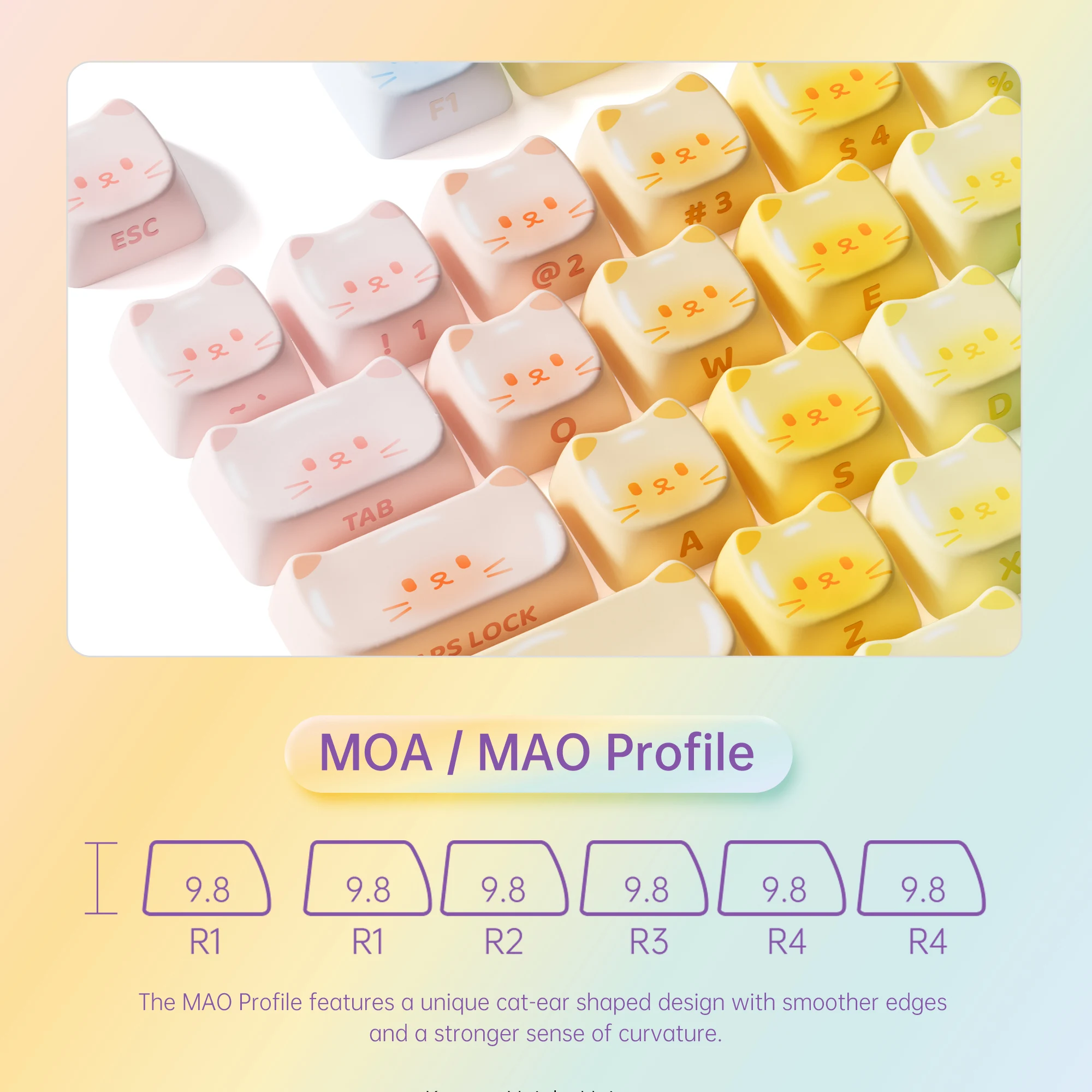 Imagem -04 - Akko-original Cute Theme Keycaps Grupo Mog Moa Mao Perfil Pbt 5-side Dye-sub Ansi Layout Iso Menina Round Bun Presente