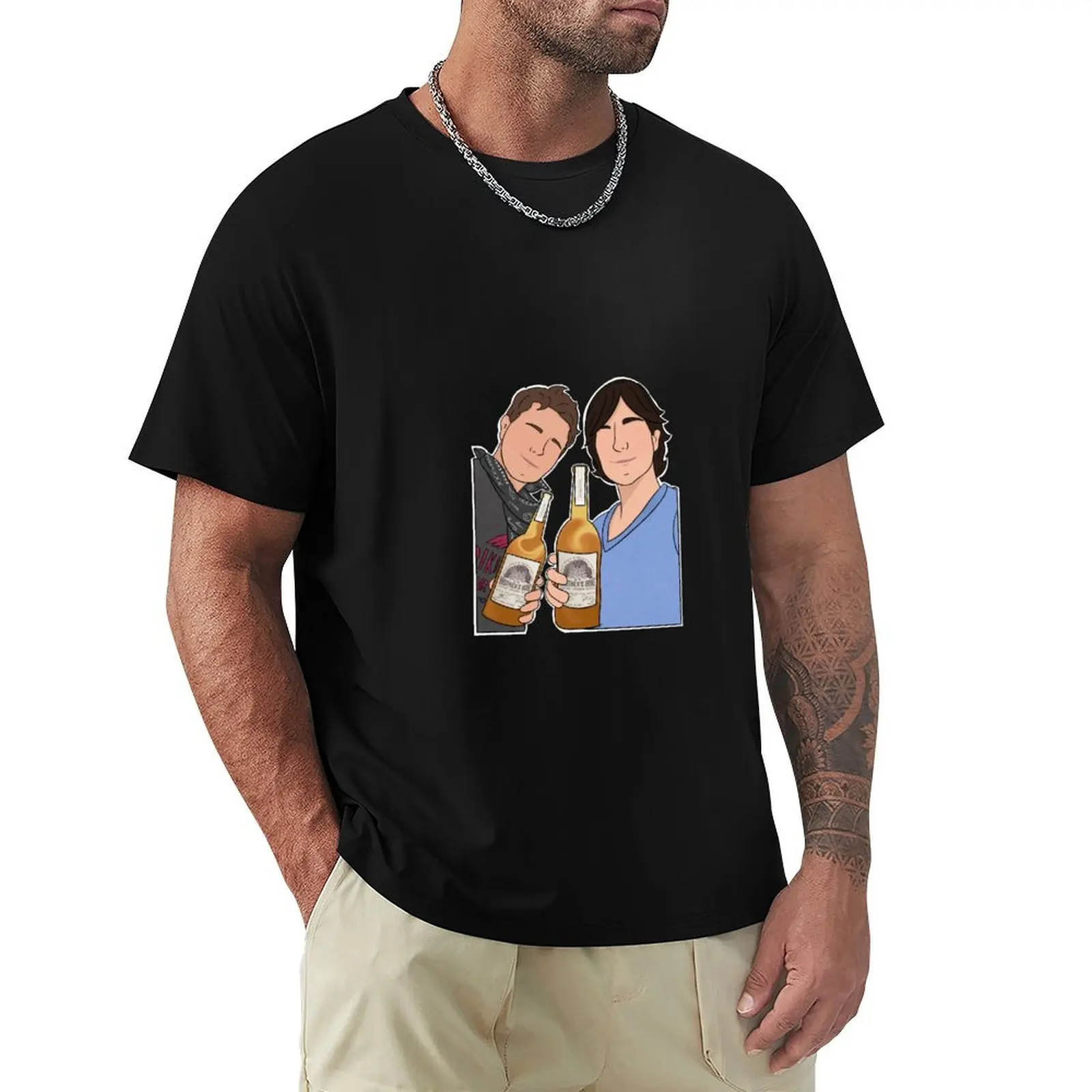 Ian Somerhalder and Paul Wesley T-Shirt Basic Crew Neck Short Sleeve Top