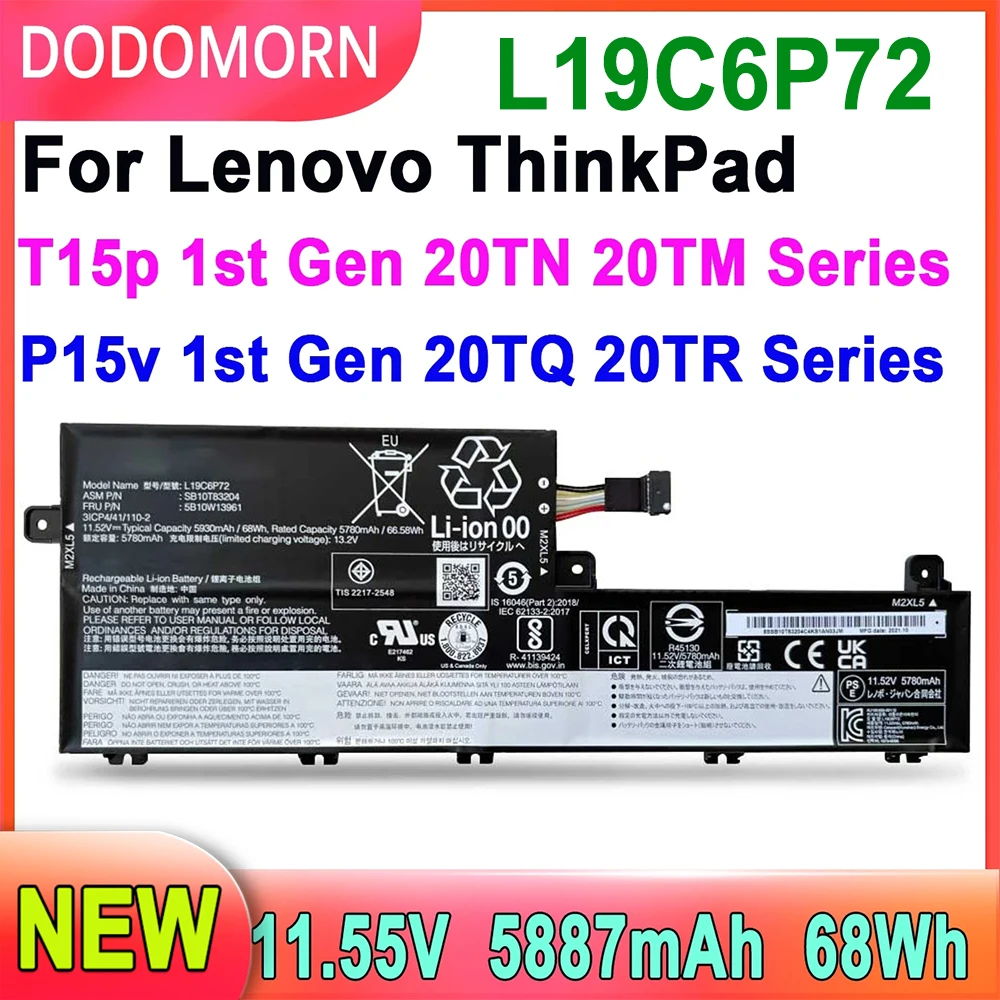 

DODOMORN New Laptop Battery L19C6P72 For Lenovo ThinkPad T15p 1st Gen ThinkPad P15v 1st Gen 20TN 20TM 20TQ 20TR Series