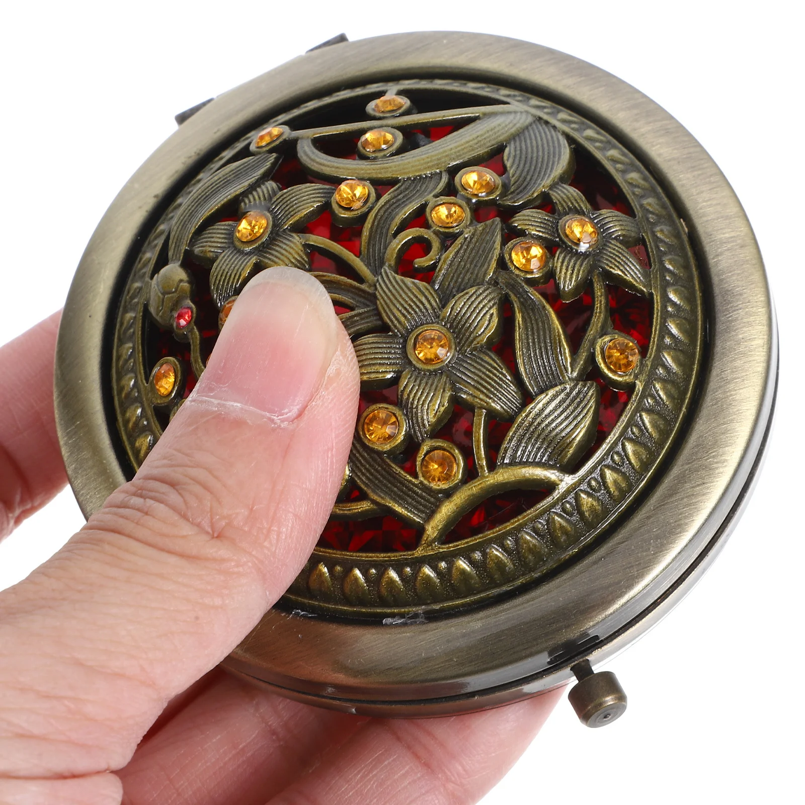 Retro Makeup Mirror Compact Portable Hand Mirror For Women Girls Mini Travel Supply Foldable Double Sided Small Vanity Accessory