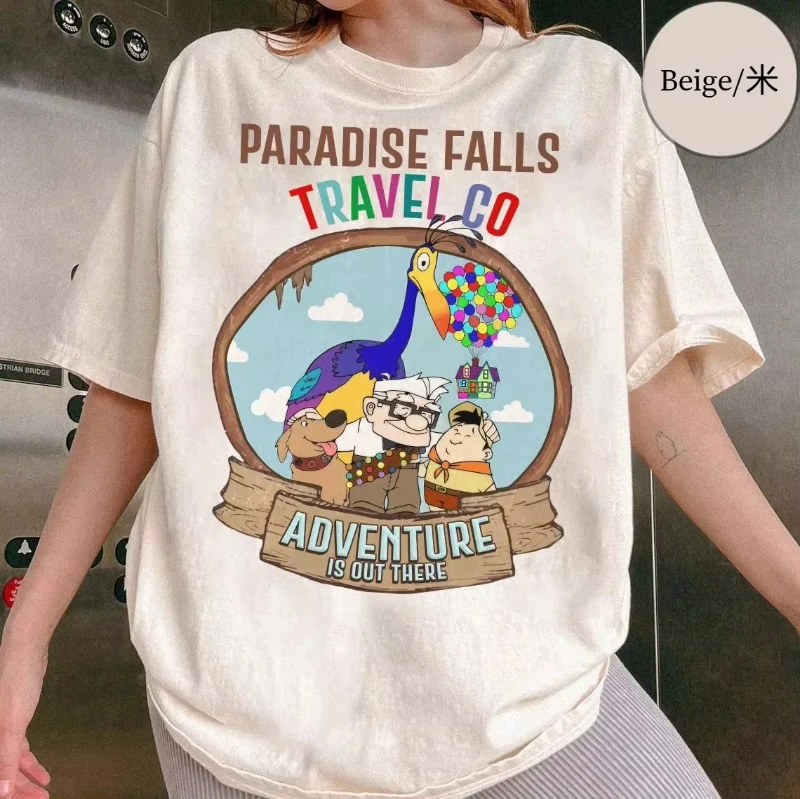 شركة ديزني بيكسار أب بارادايس فولز للسفر. تي شيرت Adventure Is Out There تي شيرت Carl Ellie Dug Russel Kevin Tee Mn ملابس نسائية