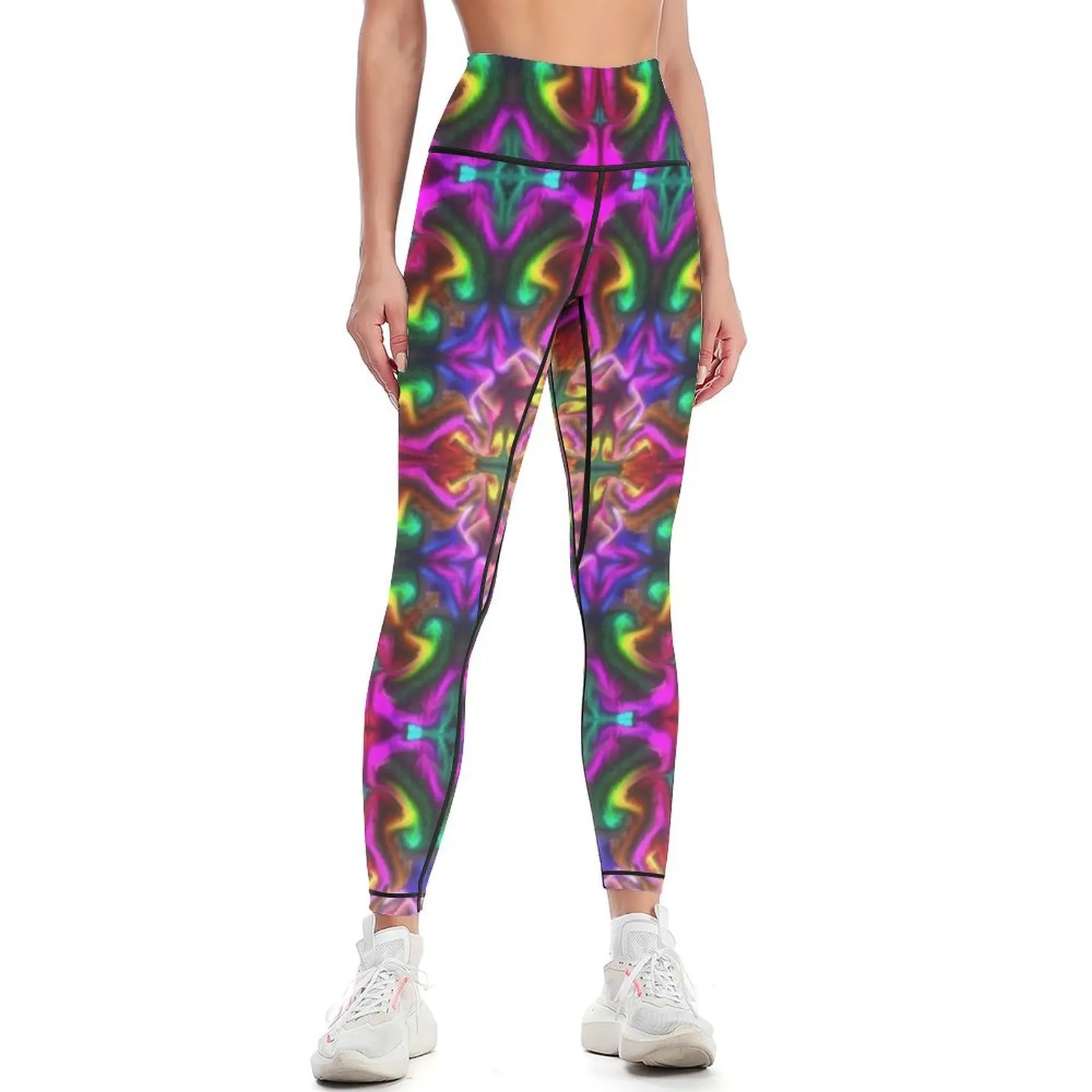 

Purple Green Repeated Abstract Pattern Leggings workout clothes for Sweatpants gym wear Women's tights Womens Leggings