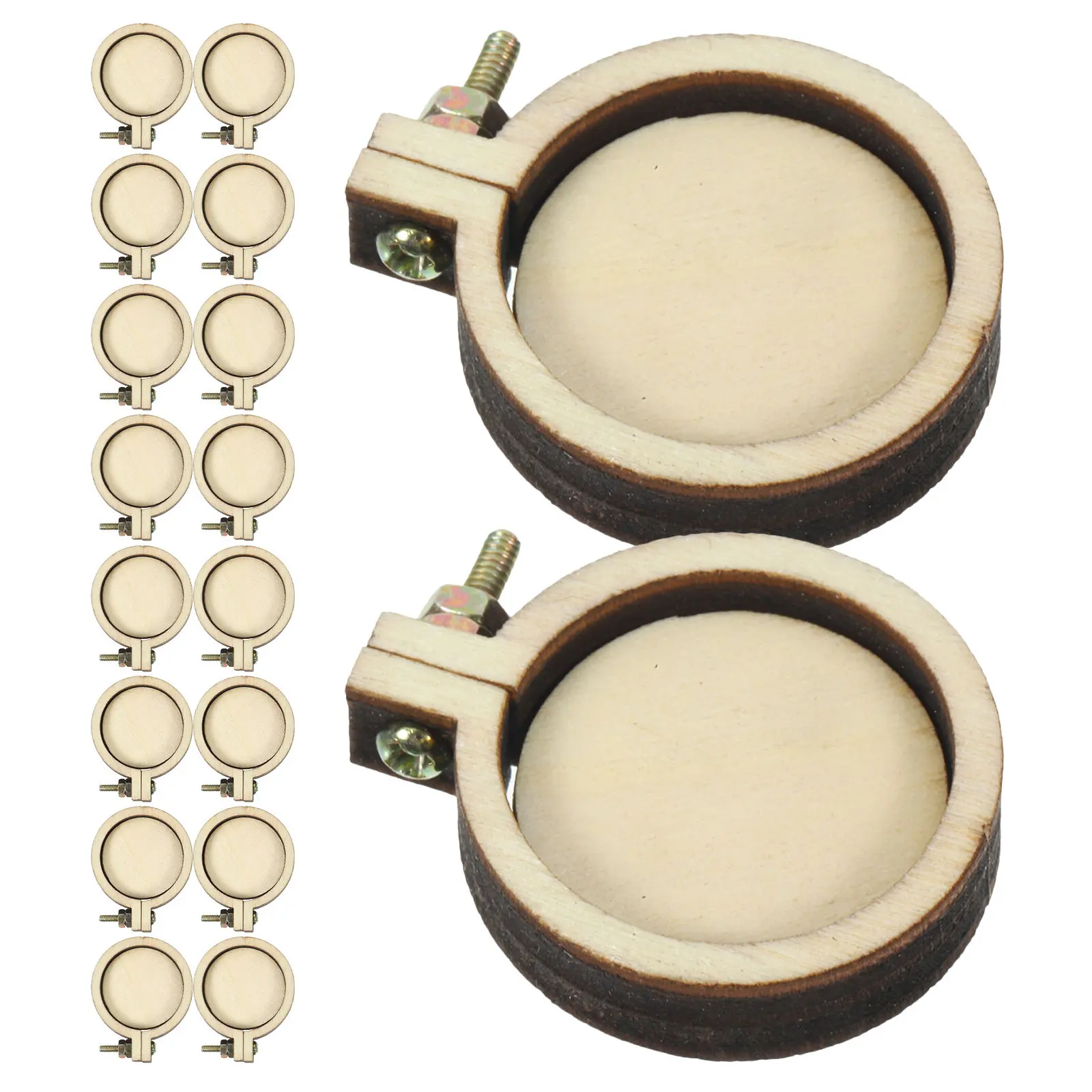 18 Piezas de Mini Aros de Madera para Bordar, Pequeños Marcos Redondos para Joyería, Manualidades, Punto de Cruz, Exhibición Hecha a Mano