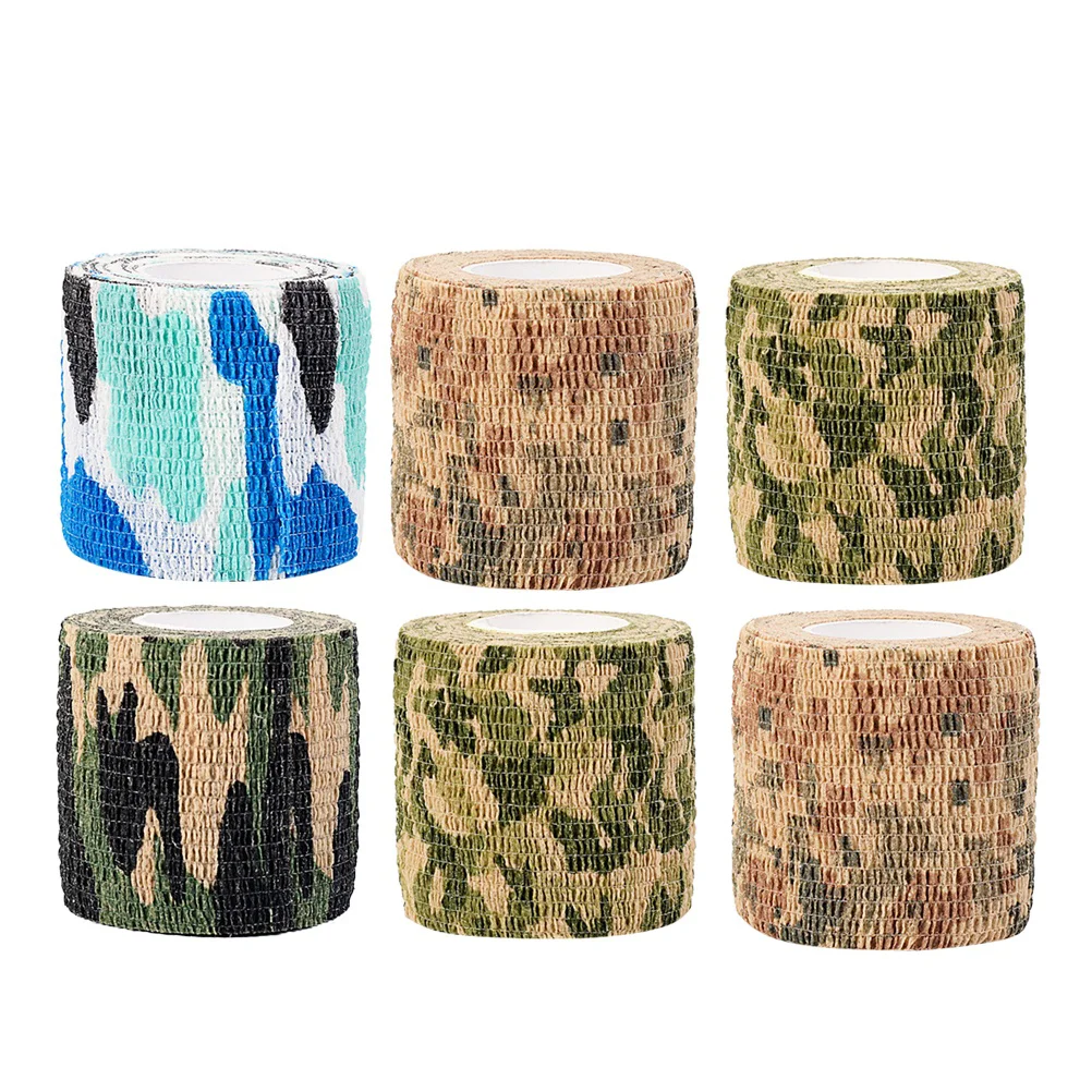 12 Pcs Medical Adhesive Tape Non-woven Fabric Bandage Camouflage Elastic Self-Adhesive Pet Jungle