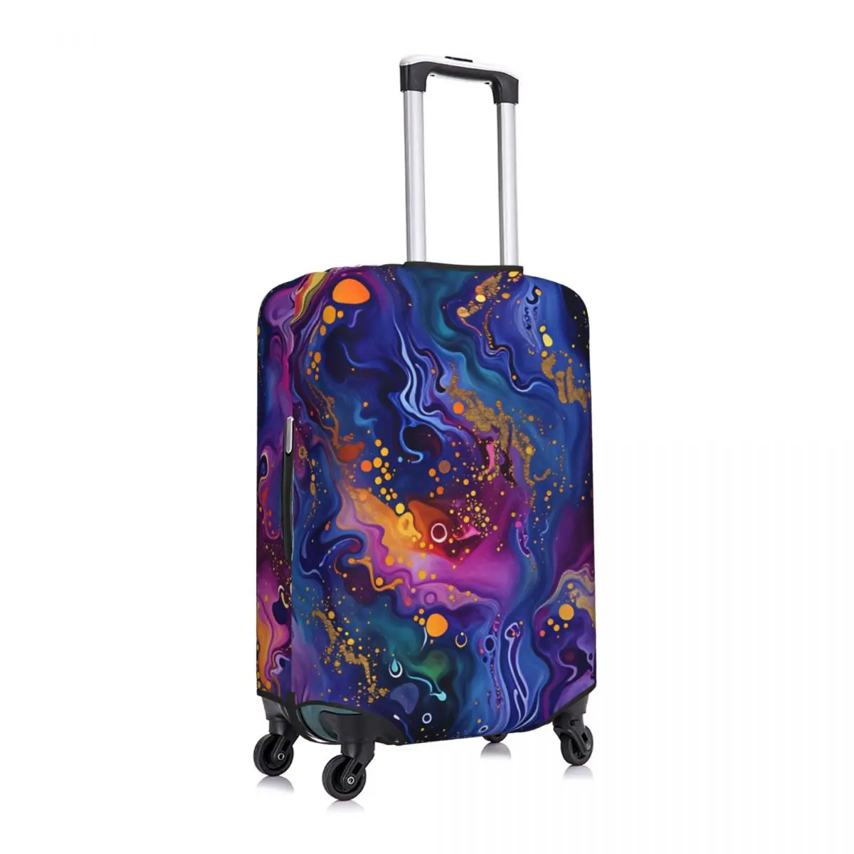 Alcohol Ink Fluid Pattern With Gold Glitter Accents Suitcase Cover Washable Luggage Covers Protector for 18-32 inch