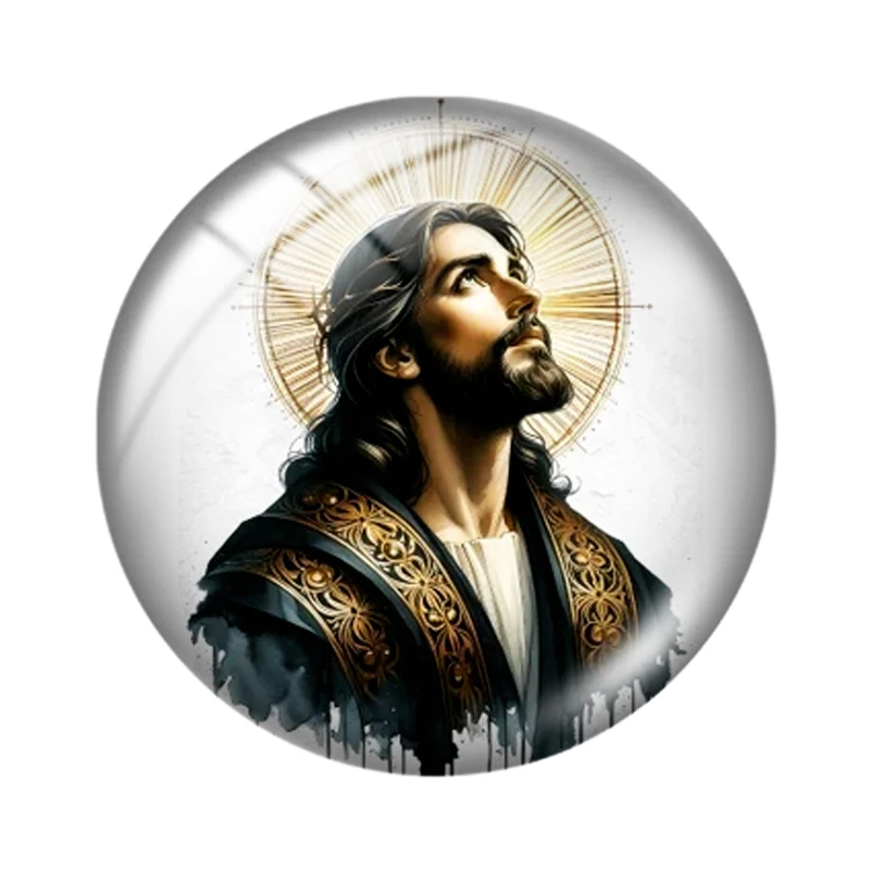 Jesus Christ Clipart Watercolor art 10pcs 12mm/25mm/30mm Round photo glass cabochon demo flat backMaking findings