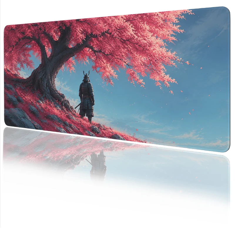 

Mouse Pad Red Cherry Blossom Samurai Gamer XL Computer Custom Mousepad XXL MousePads Carpet Soft Natural Rubber Laptop Mice Pad