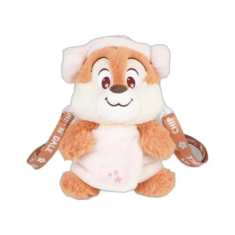 Kawaii Disney Chip \'n\' Dale Plush Crossbody Bag Sakura Series Cartoon Girl Heart Portable Cosmetics Mobile Phone Crossbody Bag