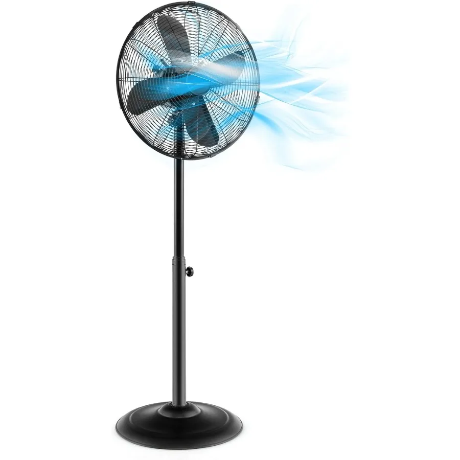 

Metal Pedestal Fan 16 Standing Fan Oscillating Fan with 3 Speeds Adjustable Height Electric Fan for Bedroom Living Room Office