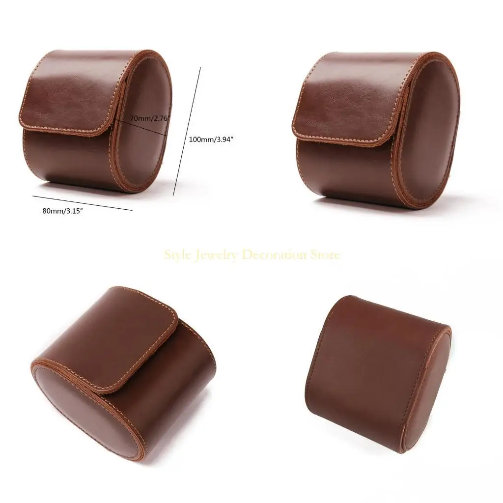 

D46E Удобный рулон часов из искусственной кожи Коричневый Элегантный ящик для хранения часов из искусственной кожи Путешествия