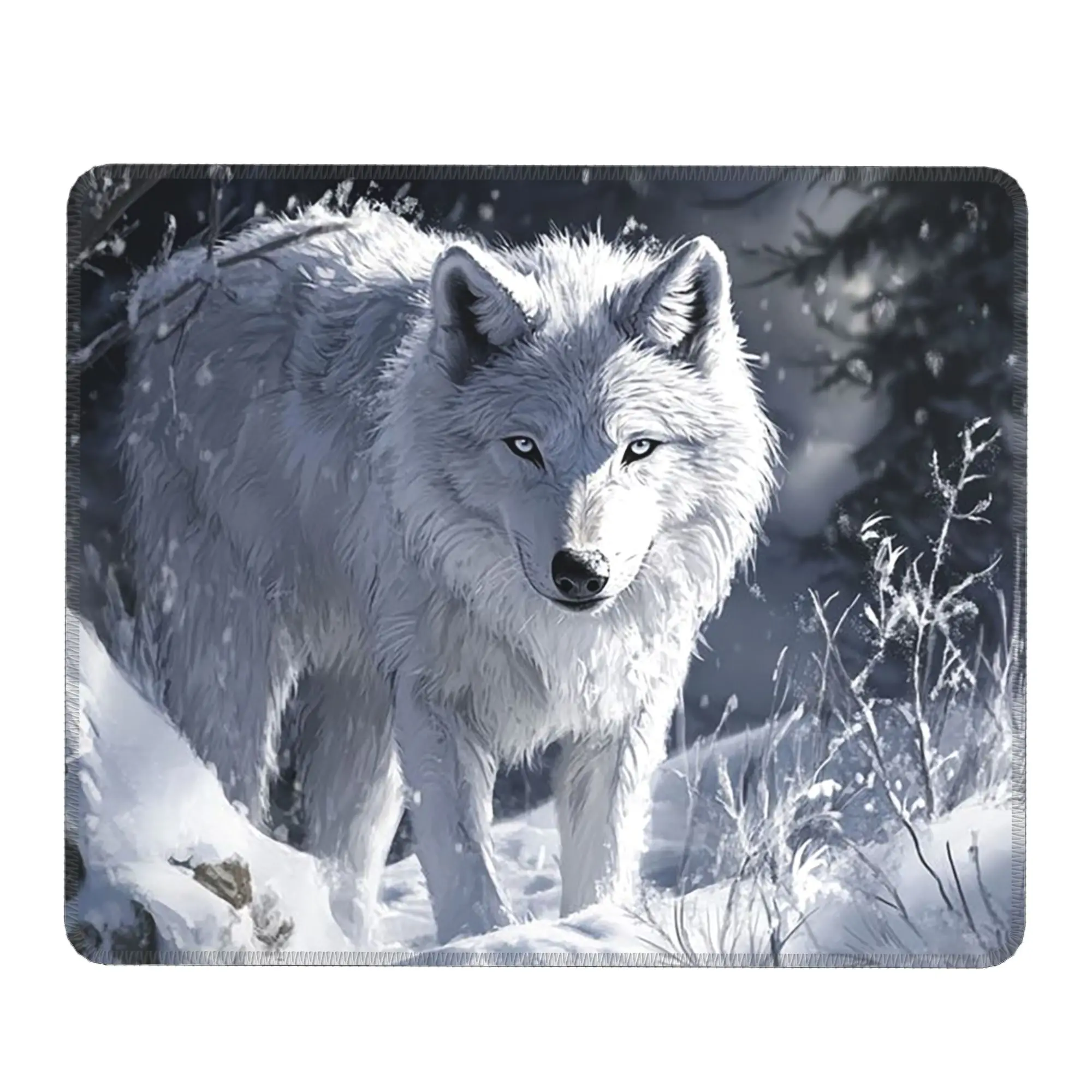 White Snow Wolf In The Snow Mouse Pad Computer Keyboard Mouse Mat Gaming PC Laptop Desk Mat Office Accessories Table Mats