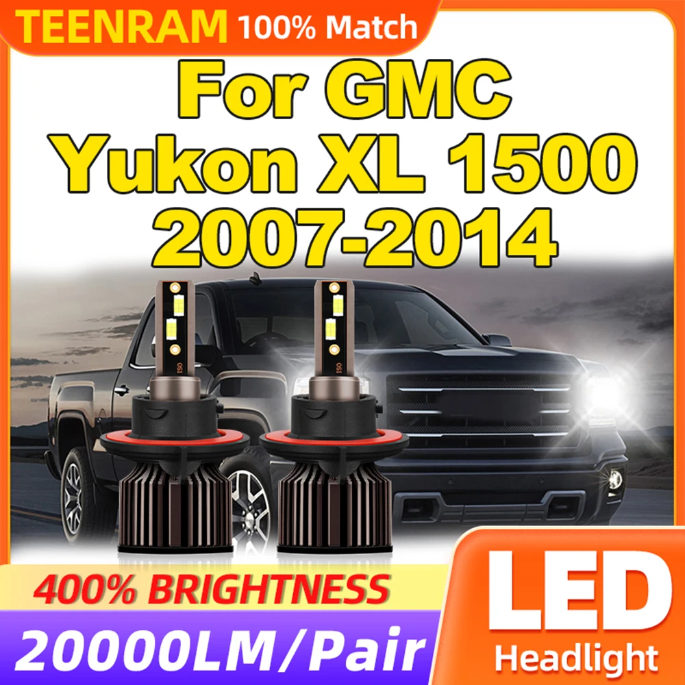 LED Headlight 120W 20000LM Turbo Auto Lamps 6000K Car Lights Bulbs 12V For GMC Yukon XL 1500 2007-2009 2010 2011 2012 2013 2014