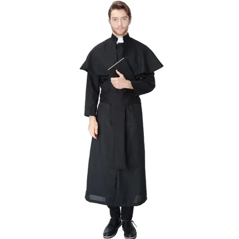 

Deluxe Quality Mens Priest Costume Halloween Adult Party Cosplay Clothing Halloween Costumes For Man