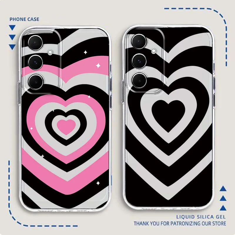 Black Pink Love Art Luxury For Samsung Galaxy Note 20 10 F12 M23 F23 M14 F15 M54 M55 Ultra Plus 5G TPU Transparent Phone Case