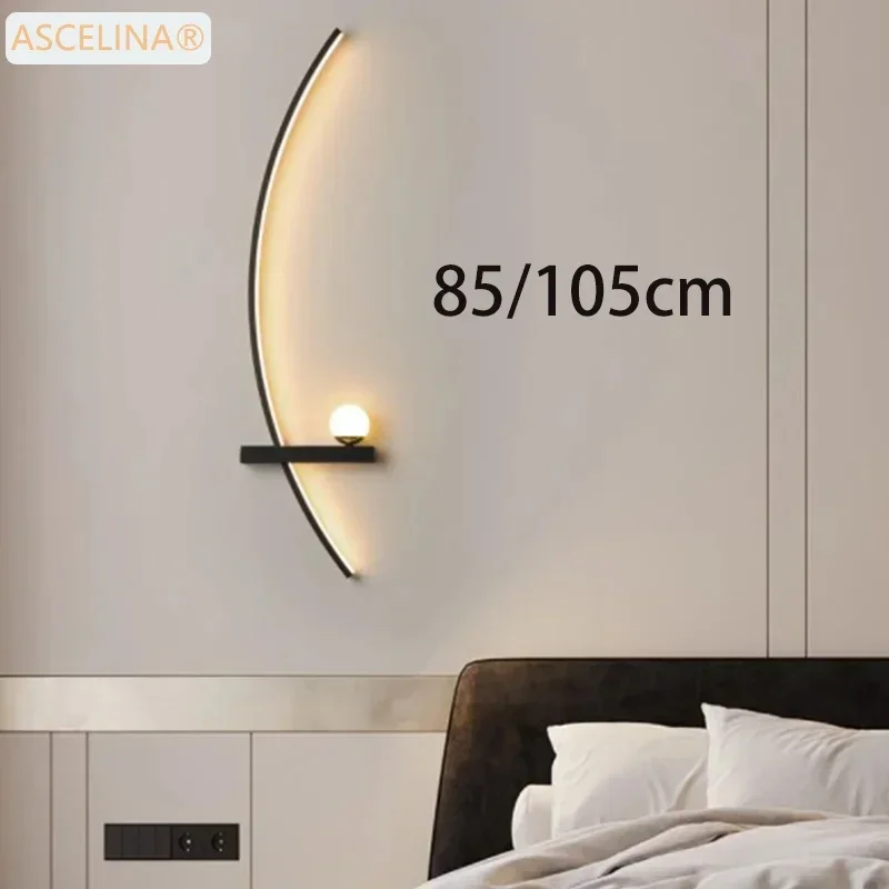 

Nordic LED Wall Lamps Minimalist Lines Decorative Wall Sconces Bedroom Living Room Corridor Modern Aesthetic Lighting Luminaires