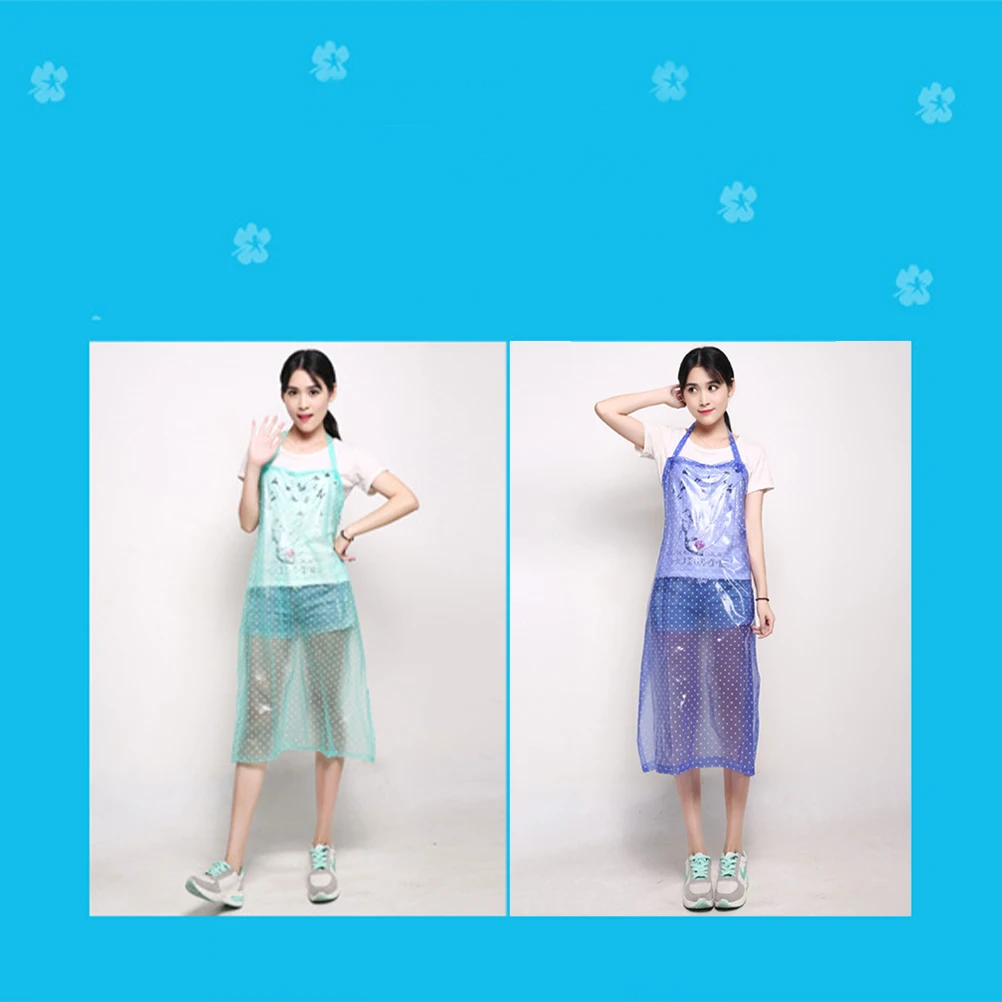 

1pc Oil-proof Apron Sleeveless Pinafore Waterproof Save-all Transparent PVC Apron Cooking Supply Blue