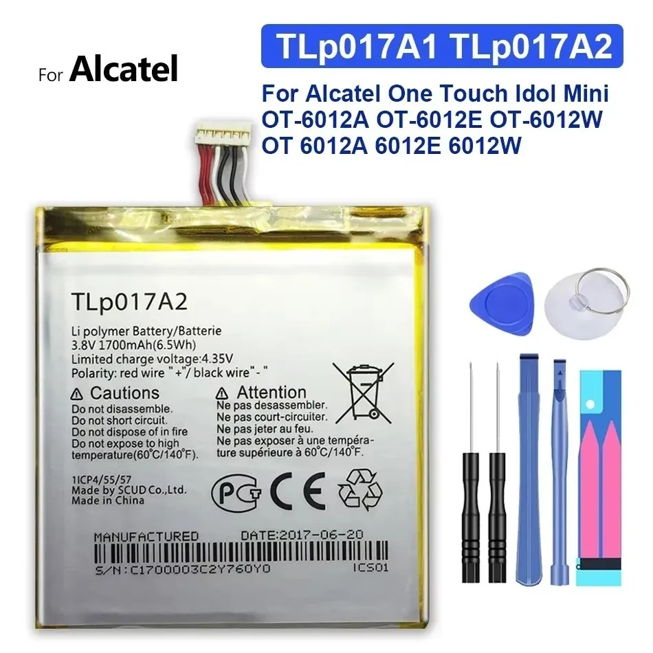 

Сменный аккумулятор для Alcatel One Touch Idol Mini OT-6012A, OT-6012E, OT-6012W, Tlp017a1 Tlp017a2, 1700 мАч