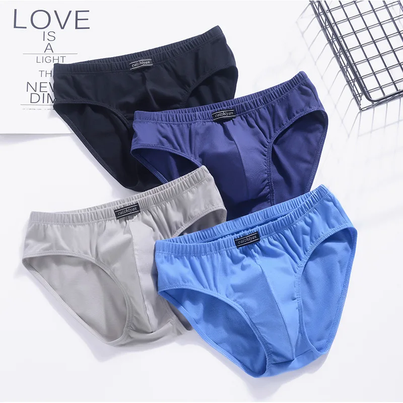 5pcs Cotton Men's Underwear Set Plus-size Briefs Breathable Elderly Cotton Queen-size Panties Solid Color Simple