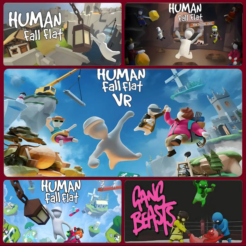 game funny H-Human Fall Flat Mouse Pad Large Gaming Mousepad with Stitched Edges Thickened Desk Mat PC