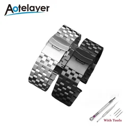 18mm 20mm 22mm 24mm 26mm Stainless Steel Watch Strap Bracelet Full Solid Flat Interface Watch Accessories Replacement WristBand