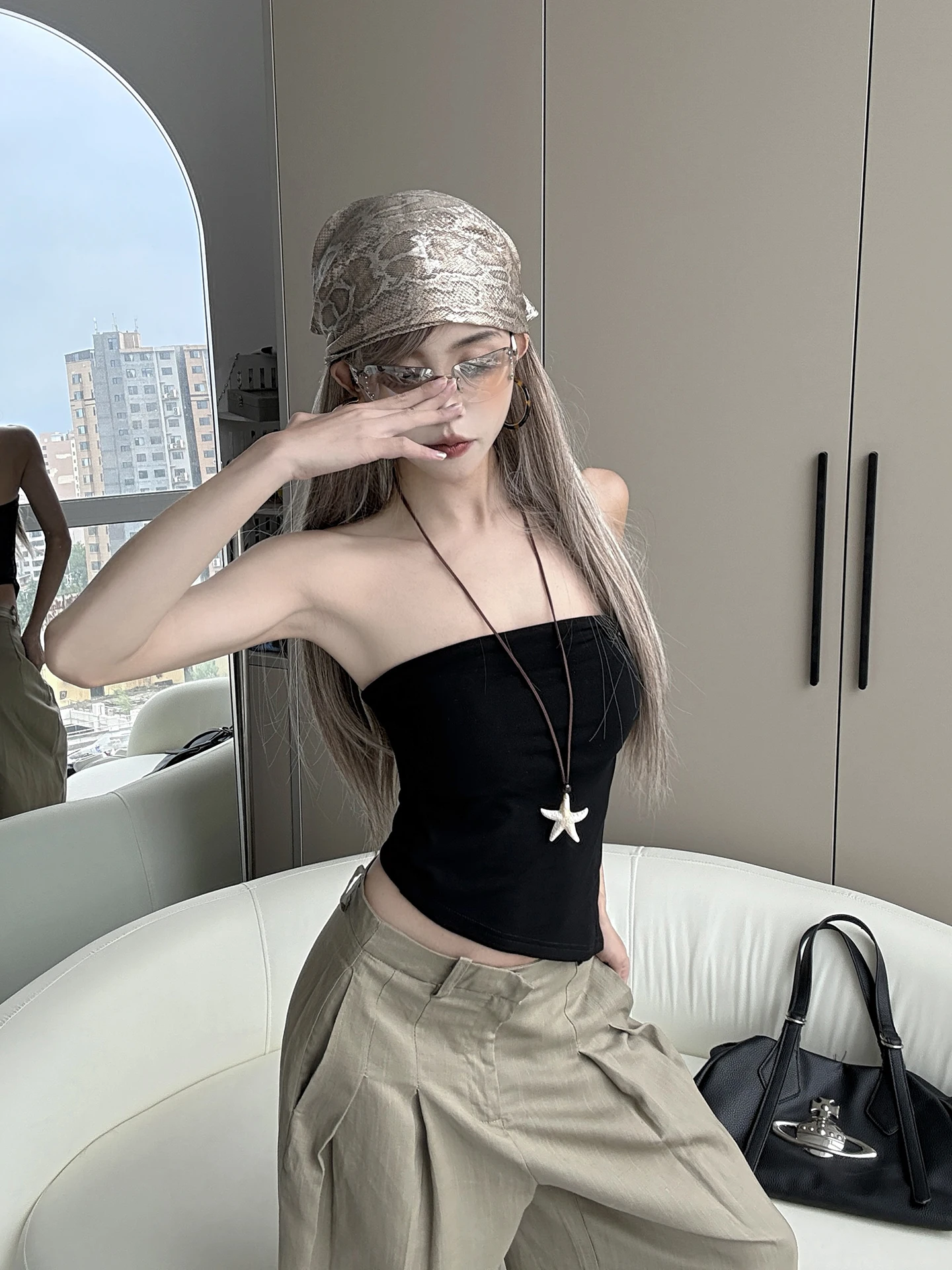 Love at First Wear Irregular Tube Top Vest Women's Outerwear with Chest Pad Slim Fit Short Style Sexy Cotton Village Brand