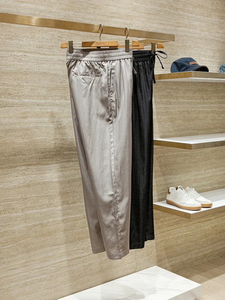 

PR custom cool and smooth fabric summer elastic waist sports straight casual pants