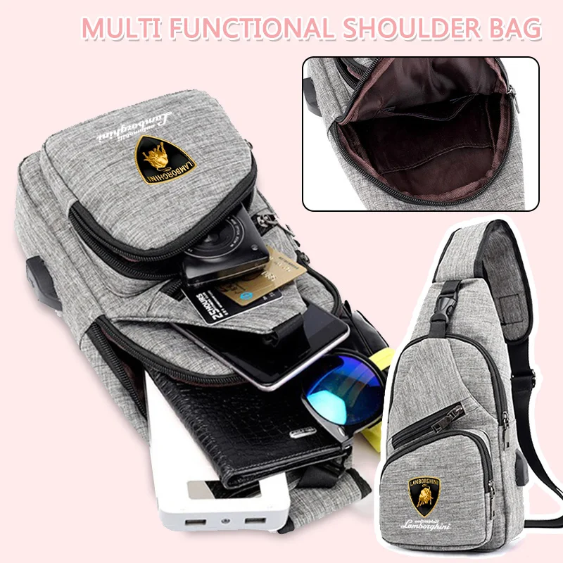 Auto Headrest Leisure Car Small Backpack One-shoulder Messenger Bag Chest Bag For Lamborghini Urus Huracan Aventador Premium - view 4
