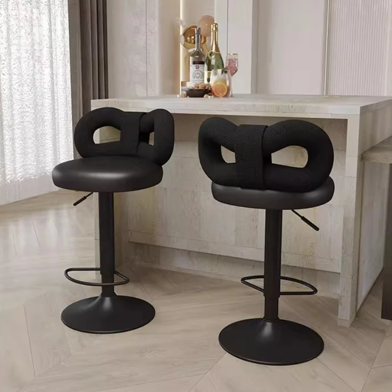 

Bow Bar Stools Designer Adjustable Swivel Chair with Backrest French Style Counter Height Seat Exquisite Dressing Chair for Home