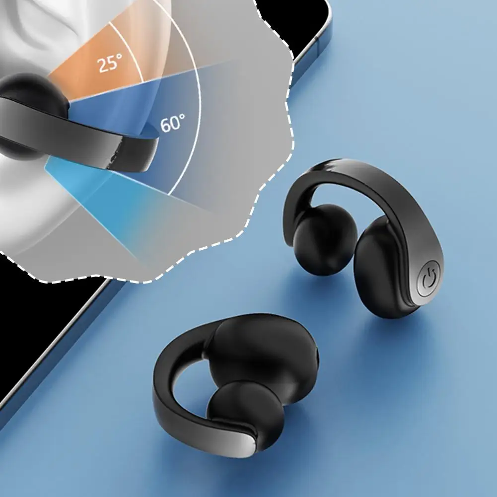 Open Ear Clip Wireless Earbuds Bluetooth 5.4 Sports Earphones Built-in Microphone with Earhooks Wireless Ear Buds Waterproof