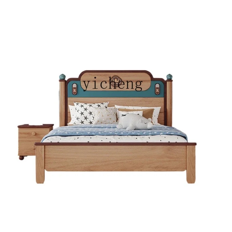 Zc Red Sandalwood Children Solid Wood Bed 1.2 Bed Full Solid Wood Bed Teenagers 1.5 M