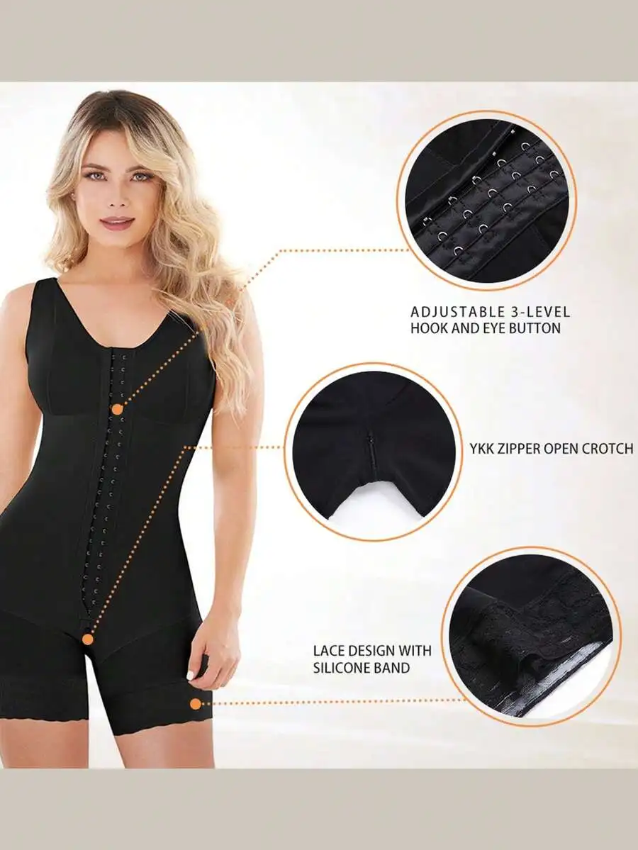 1pc Women's Shapewear Bodysuit, Zipper Gusset, Slimming Bodycon, Tummy Control Tummy Lift Compression Waistband For Yoga,