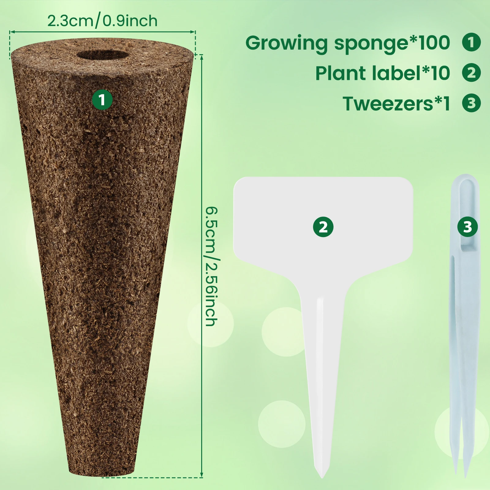 50/100Pcs Grow Sponges For Hydroponics Seed Starter Kit with 10 Plant Labels and 1 Tweezer Replacement Root Growth For Garden - view 6