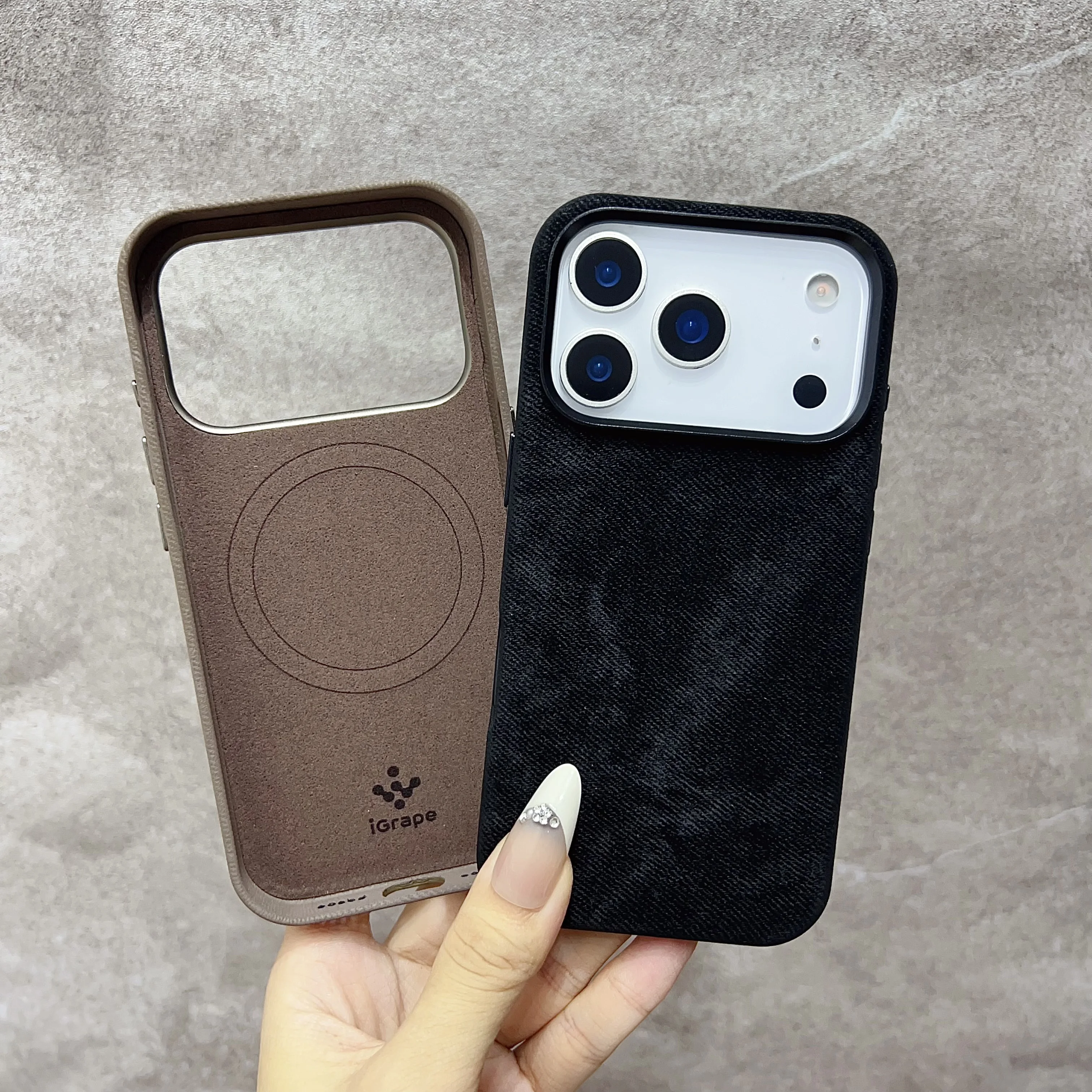 

Luxury MagSafe Fiber Leather Case For iPhone 16 Pro 17 Pro Max Plus 17Air Magnetic Wireless Charge Alloy Lens Shockproof Cover