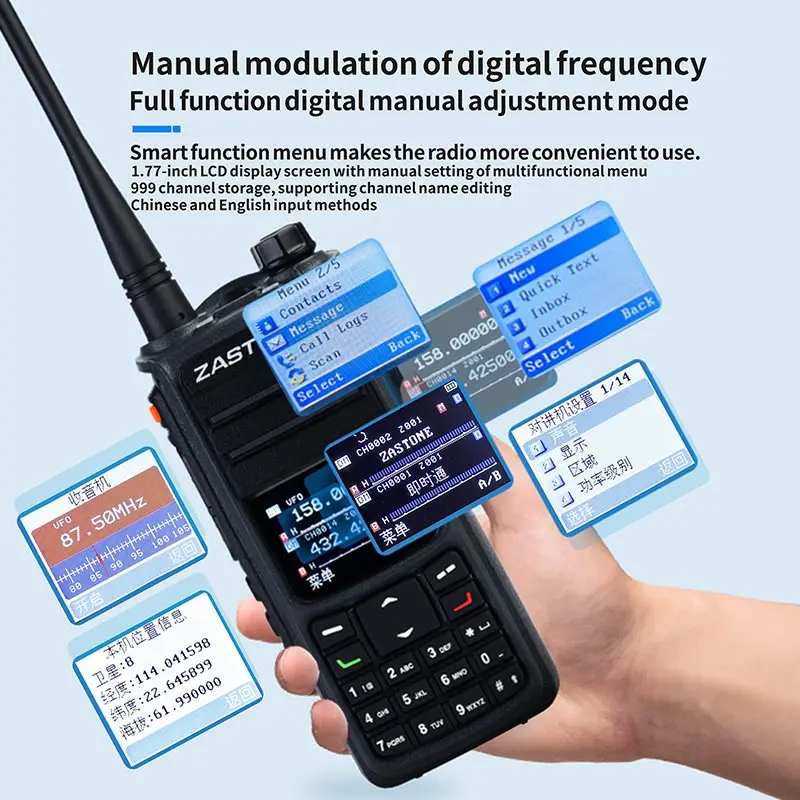 ZASTONE UV008 DMR Walkie Talkie Digital Two Way Radio Dual band 10W Dual time slot Walkie-talkie  AES265 Encryption IP67