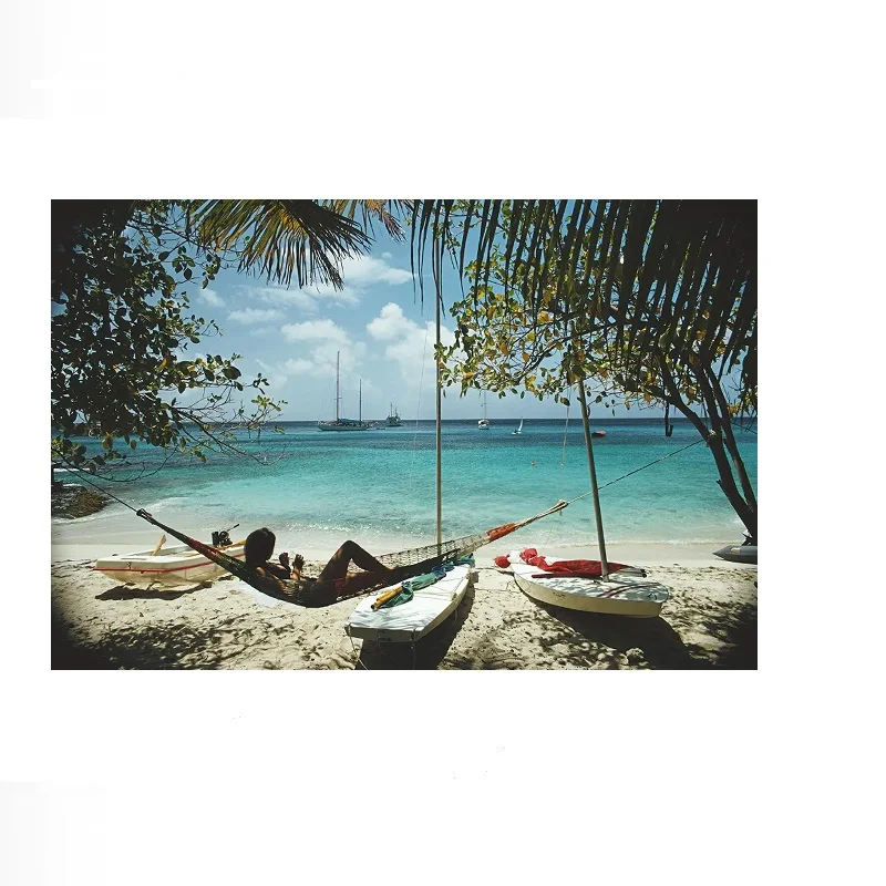 Slim Aarons Mustique, Grenadines Islands, Print Art Canvas Poster,Living Room , Home Wall Decor Picture